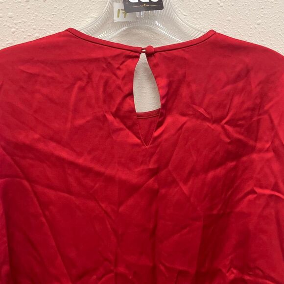 Rebecca Taylor red satin blouse with bell sleeves size 6 NEW #719 - Picture 9 of 9